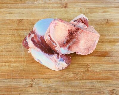 grassfed beef knuckle bones on cutting board