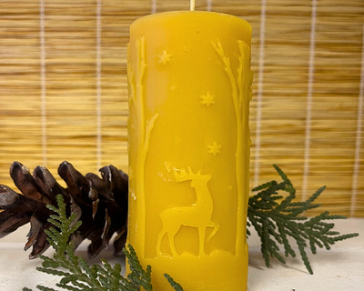 winter wonderland scene beeswax pillar candle