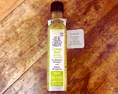vermont made lemon basil dressing and marinade with microgreens
