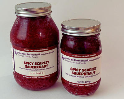 vermont made spicy scarlet red cabbage sauerkraut