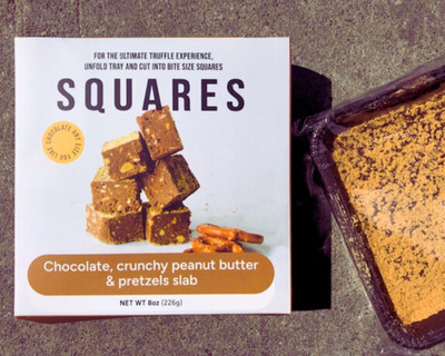 chocolate peanut butter squares with pretzels