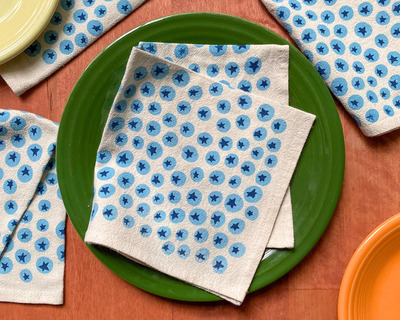 hand printed blueberry napkins