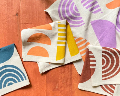 warm geometric printed napkins hand made vermont