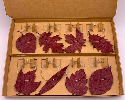 upcycled leather wine glass charms