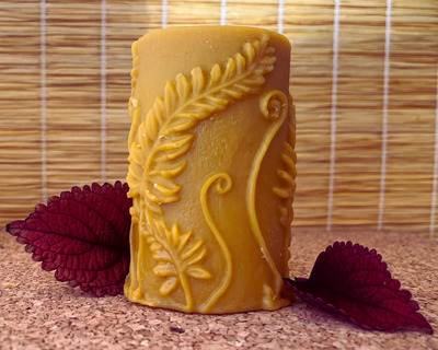 beeswax fern pillar candle