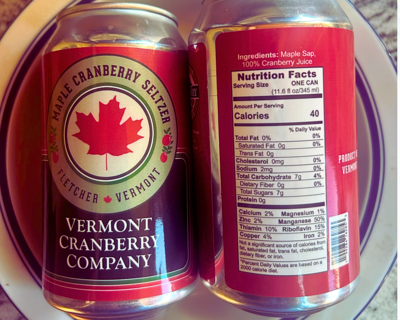 vermont made maple cranberry seltzer