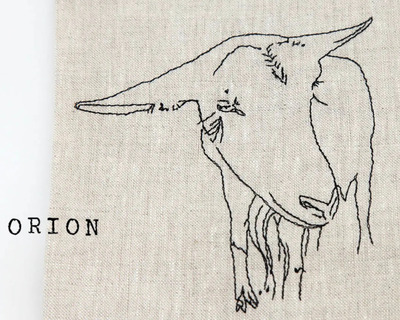 ece Belgian linen towel with Orion, the GOAT goat