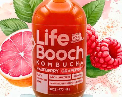 massachusetts made raspberry grapefruit kombucha